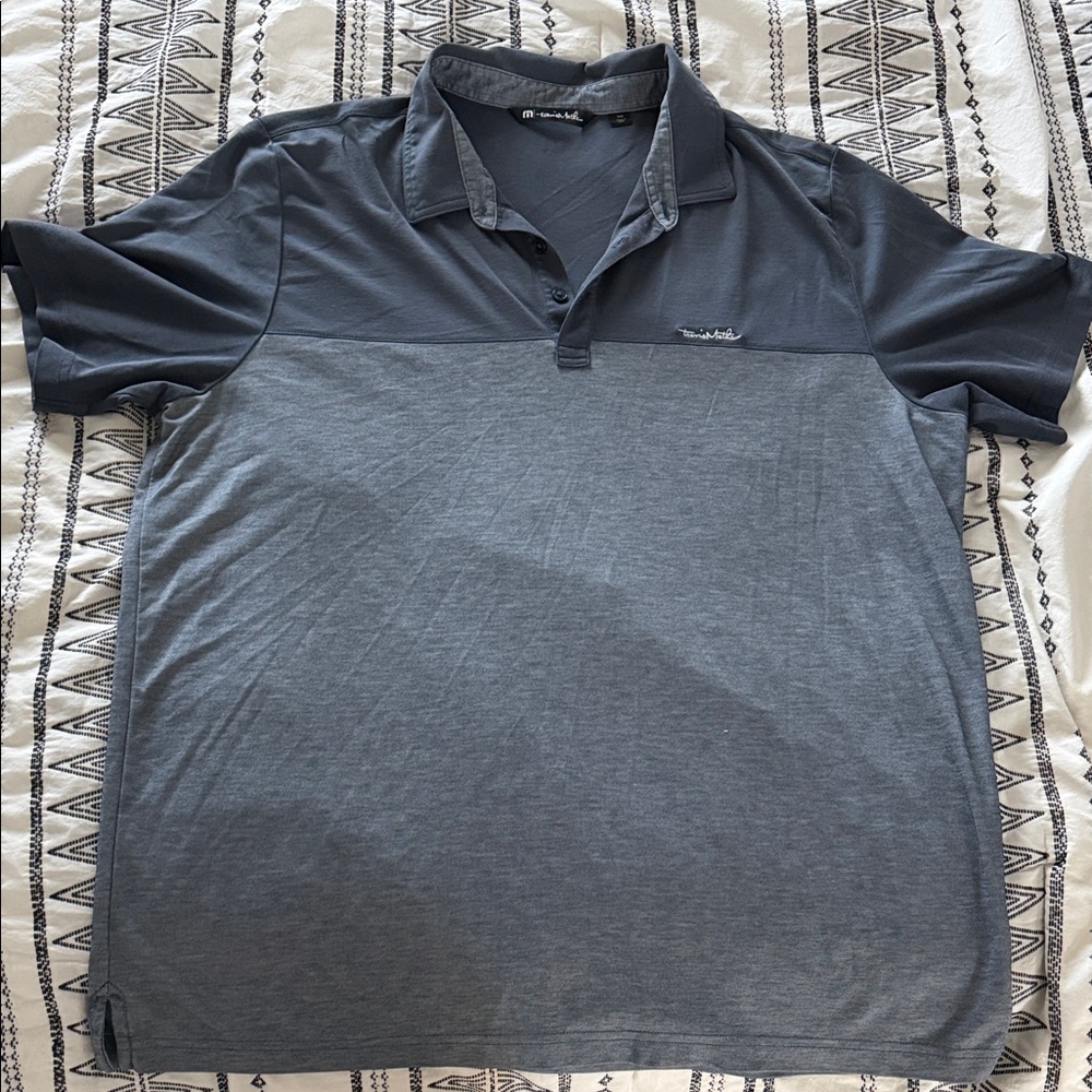 Travis Mathew Two-Tone Blue Polo Shirt